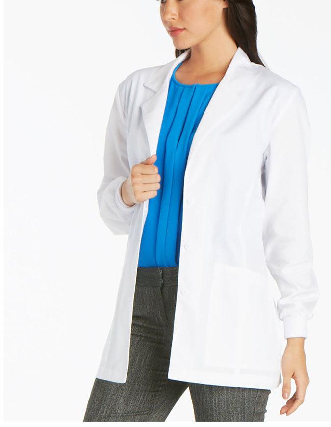 Cherokee Women's 30 inch Rib Knit Cuff Medical Lab Coat - White