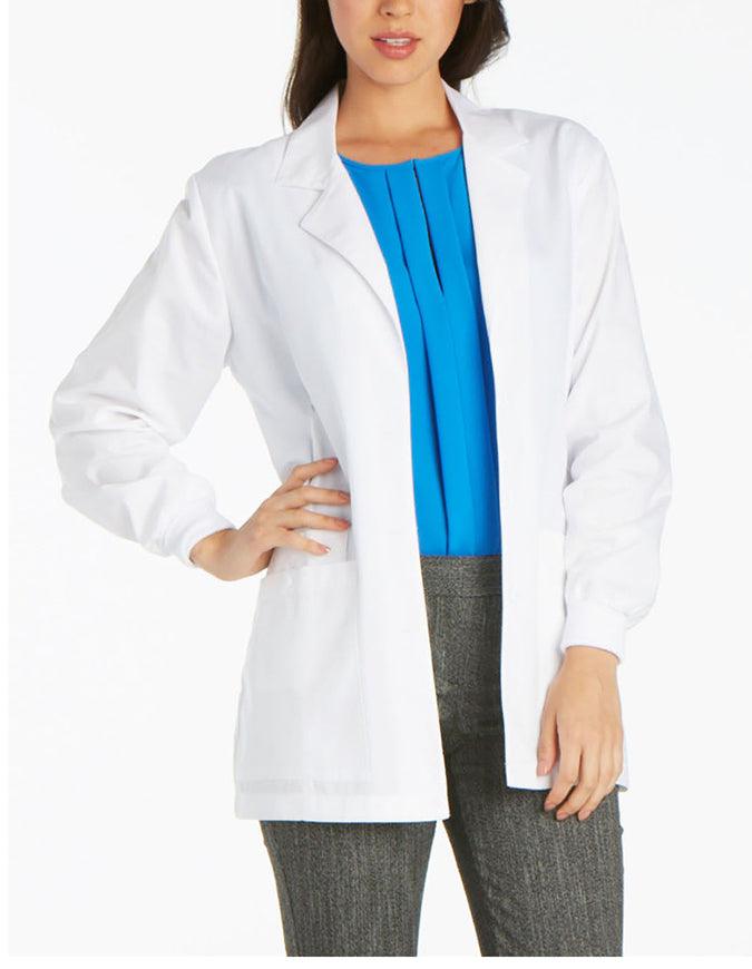 Cherokee Women's 30 inch Rib Knit Cuff Medical Lab Coat - White