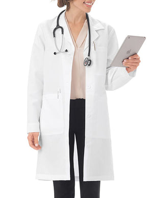 Meta 37 Inch Women's Four Pockets White Lab Coat