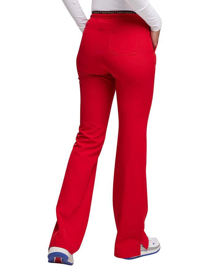 HeartSoul Women's Heart Breaker Low-Rise Drawstring Scrub Pants - Red