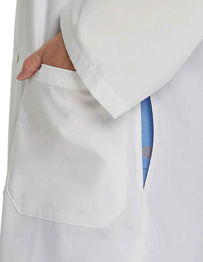 White Cross 42 Inch Women's Snap Button Long Lab Coat - White