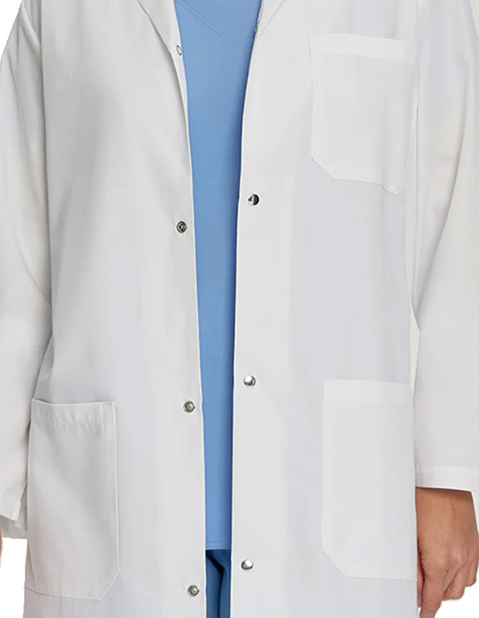 White Cross 42 Inch Women's Snap Button Long Lab Coat - White