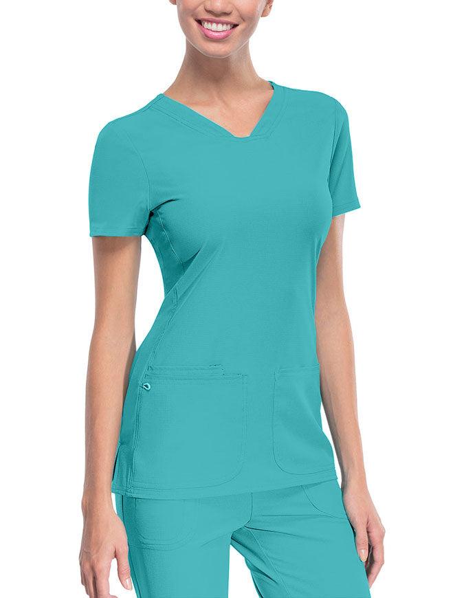 HeartSoul Women's Pitter-Pat Shaped V-Neck Scrub Top - Turquoise