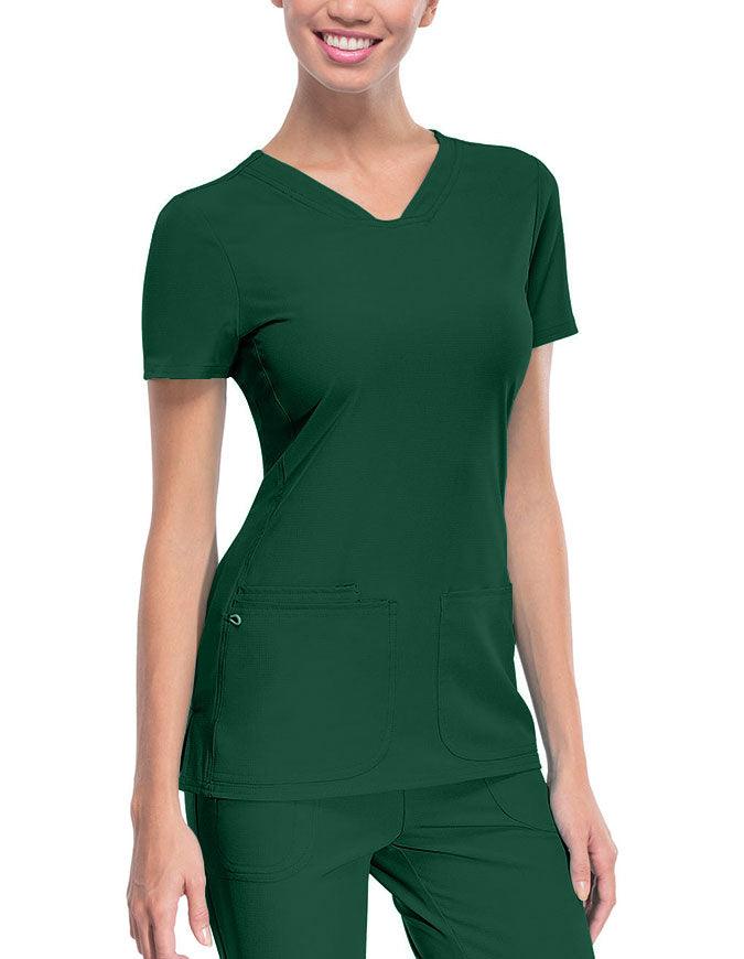 HeartSoul Women's Pitter-Pat Shaped V-Neck Scrub Top - Hunter Green