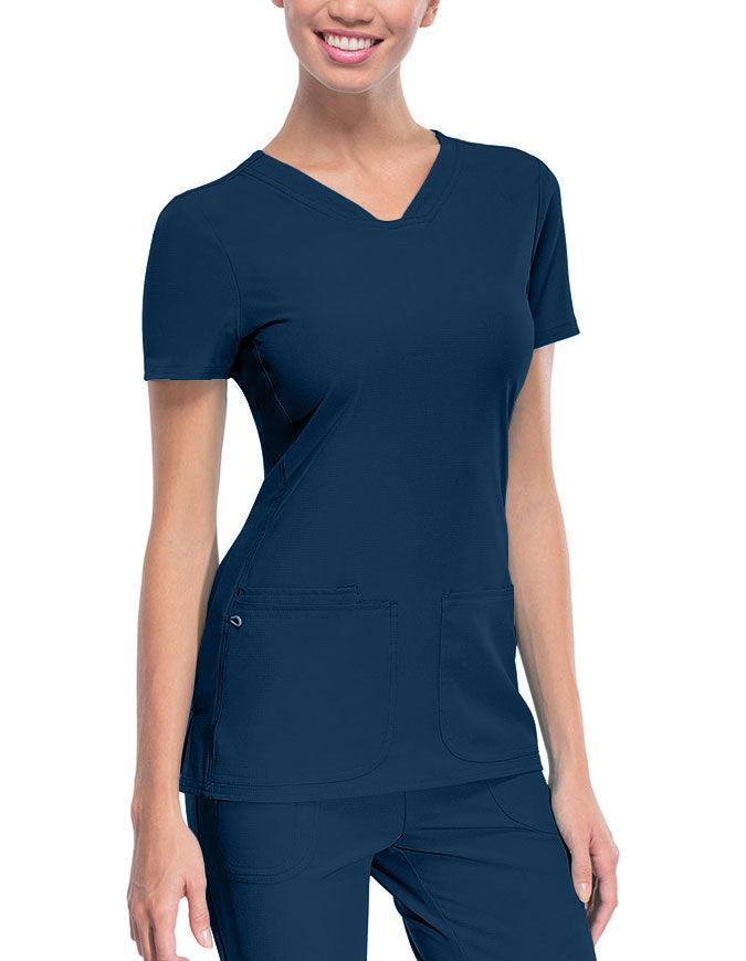 HeartSoul Women's Pitter-Pat Shaped V-Neck Scrub Top - Navy