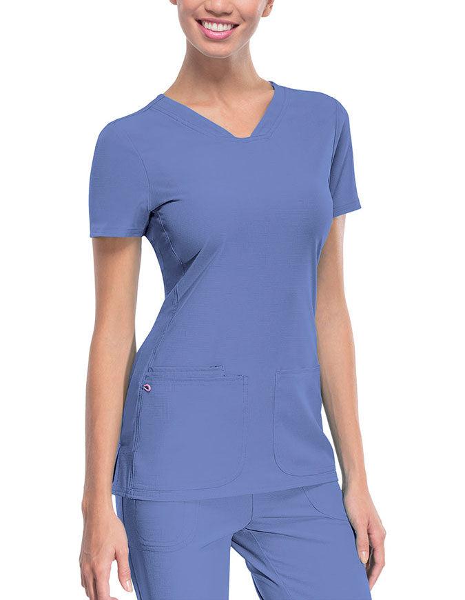 HeartSoul Women's Pitter-Pat Shaped V-Neck Scrub Top - Ciel Blue