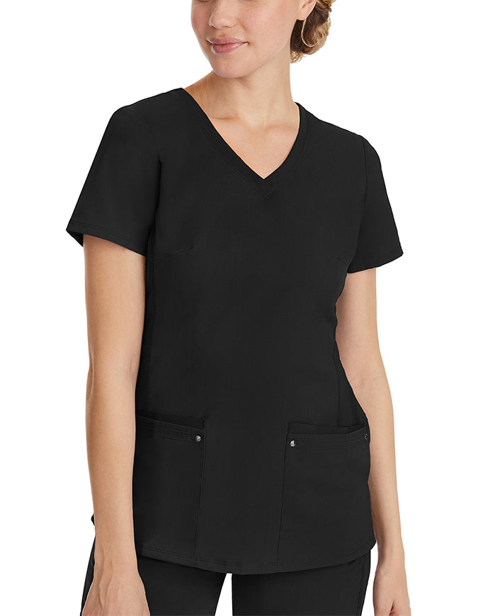 Healing Hands Purple Label Women's Juliet V-Neck Scrub Top - Black