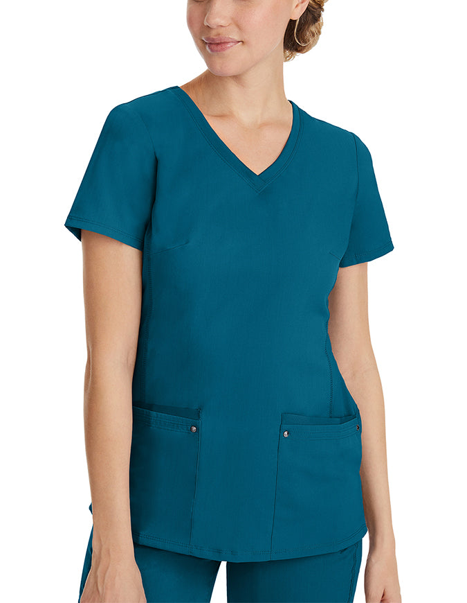 Healing Hands Purple Label Women's Juliet V-Neck Scrub Top - Caribbean Blue