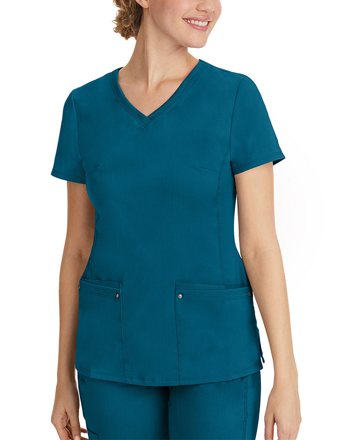 Healing Hands Purple Label Women's Juliet V-Neck Scrub Top - Caribbean Blue