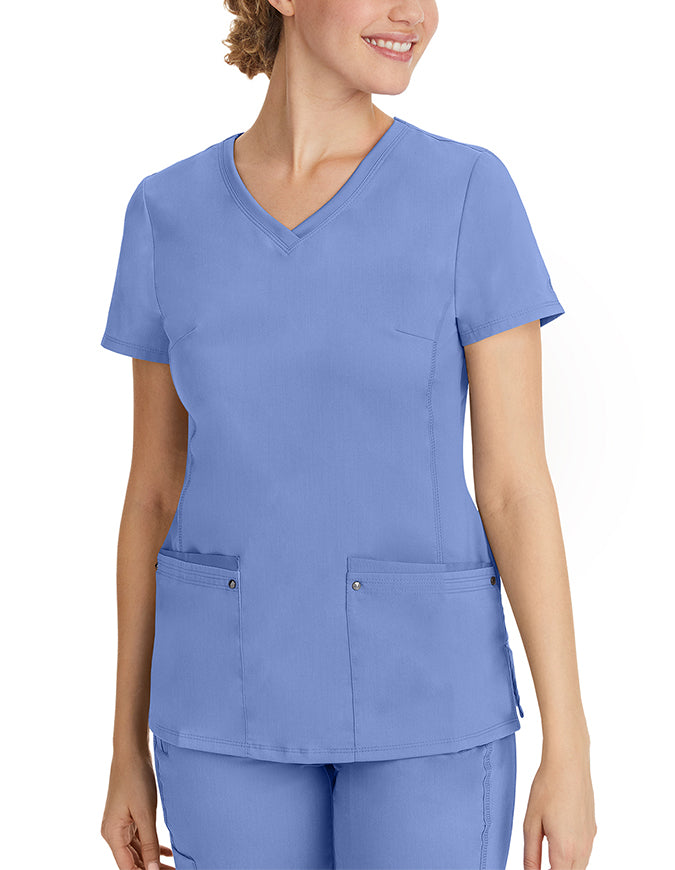 Healing Hands Purple Label Women's Juliet V-Neck Scrub Top - Ceil Blue