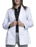 Cherokee 30 Inch Women's Notched Lapel Twill Lab Coat - White