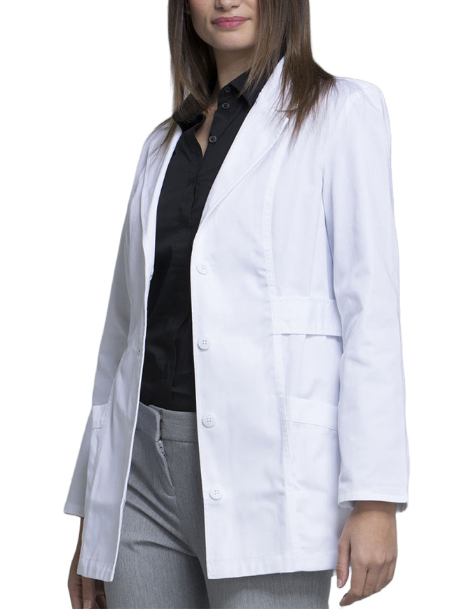 Cherokee 30 Inch Women's Notched Lapel Twill Lab Coat - White