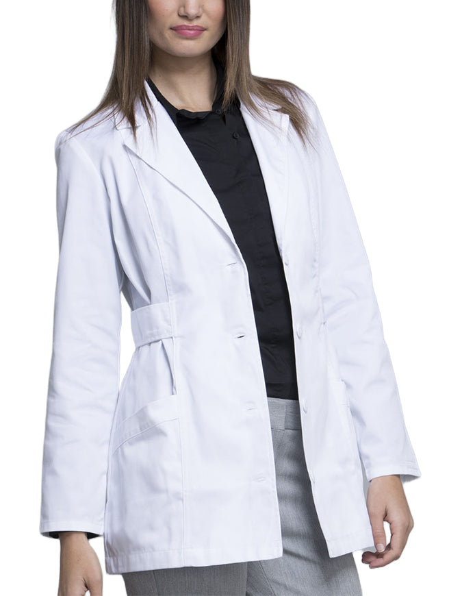 Cherokee 30 Inch Women's Notched Lapel Twill Lab Coat - White