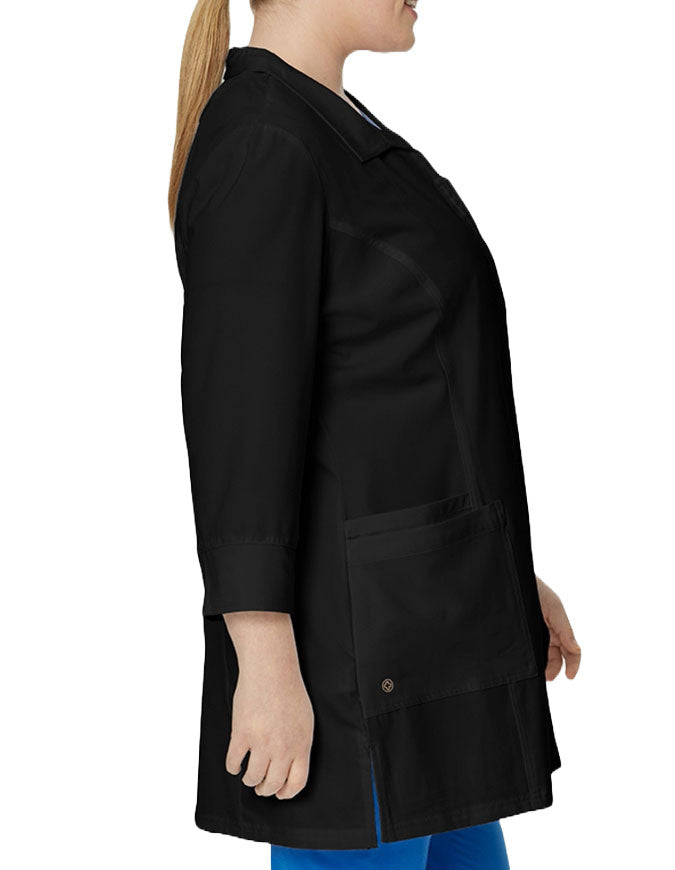 Whitecross FIT Women's 32 Inch Front Zipper Lab Coat - Black