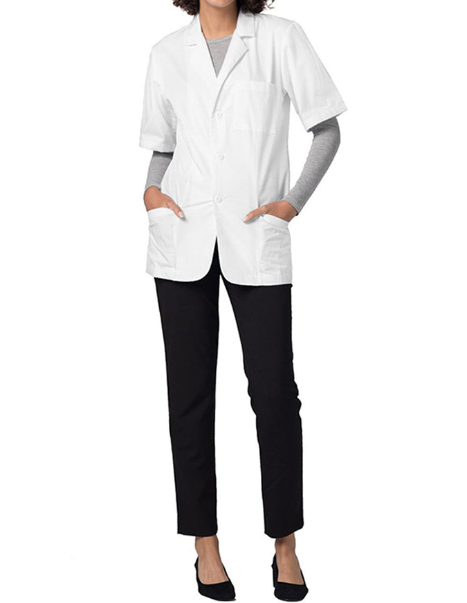 Adar Universal 31 Inch Unisex Consultation Short Sleeves Coat - White