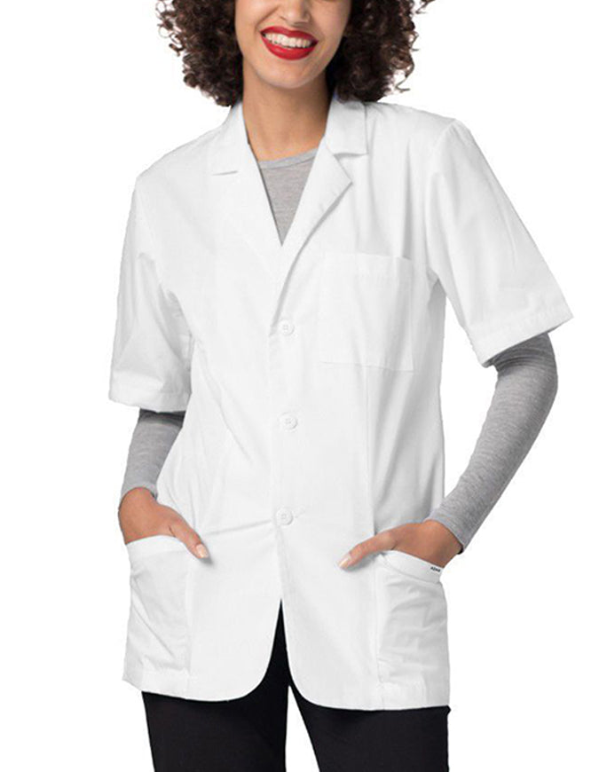 Adar Universal 31 Inch Unisex Consultation Short Sleeves Coat - White