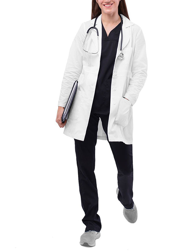 Adar 33 Inch Universal Women's Adjustable Belt Lab Coat - Whtie