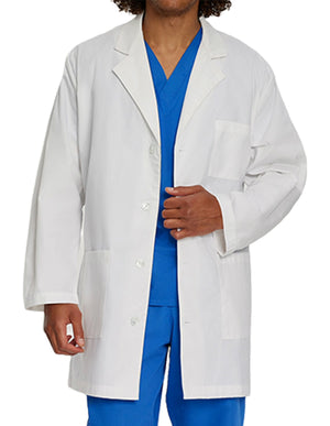 Landau 35 Inch Men's Three Pockets Long Medical Lab Coat - White