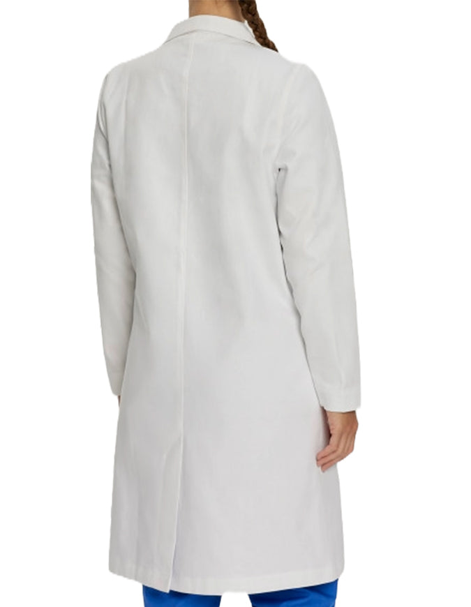 Landau 36.25 Inch Women's Knot Button 100% Cotton Lab Coat - White