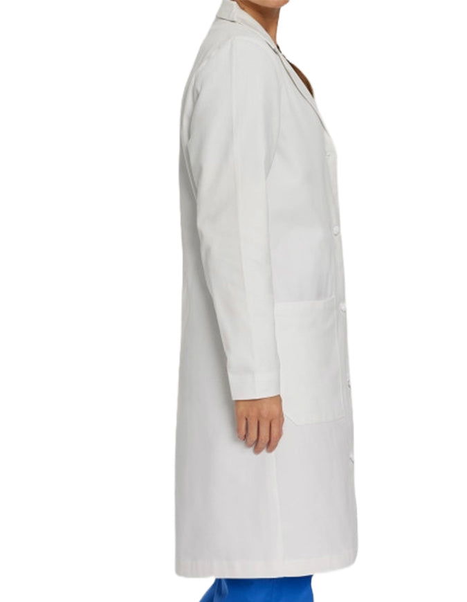 Landau 36.25 Inch Women's Knot Button 100% Cotton Lab Coat - White