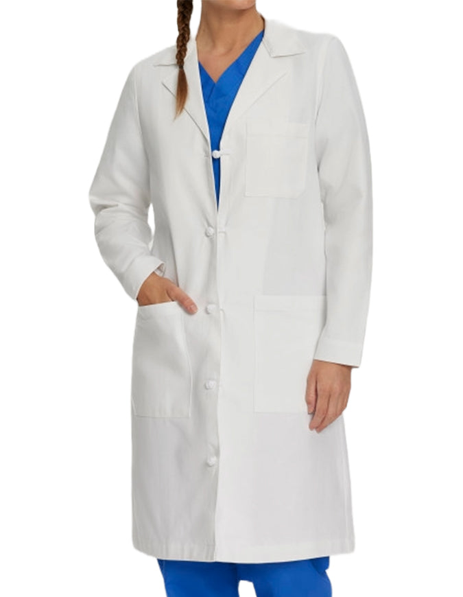 Landau 36.25 Inch Women's Knot Button 100% Cotton Lab Coat - White