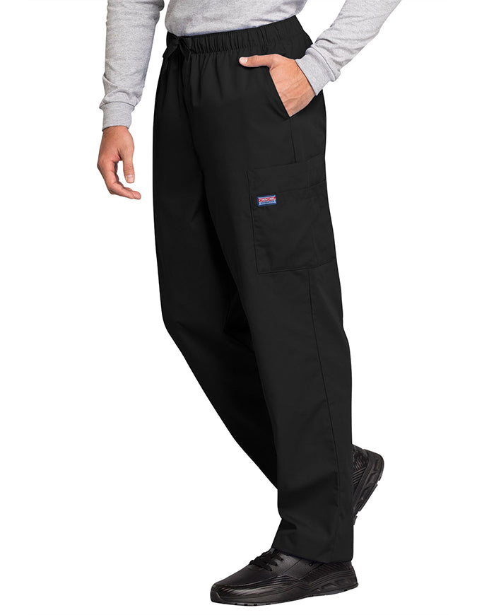 Cherokee Workwear Men's Drawstring Cargo Tall Scrub Pant Black