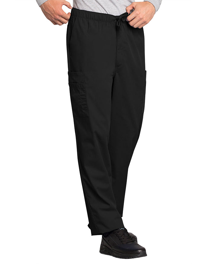 Cherokee Workwear Men's Drawstring Cargo Tall Scrub Pant Black