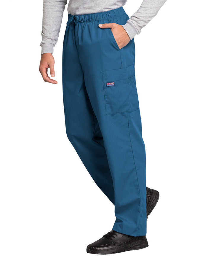 Cherokee Workwear Men's Drawstring Cargo Tall Scrub Pant Caribbean Blue