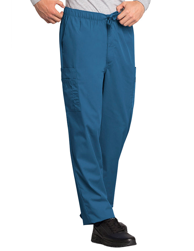 Cherokee Workwear Men's Drawstring Cargo Tall Scrub Pant Caribbean Blue