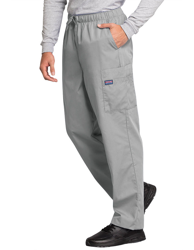 Cherokee Workwear Men's Drawstring Cargo Tall Scrub Pant Grey