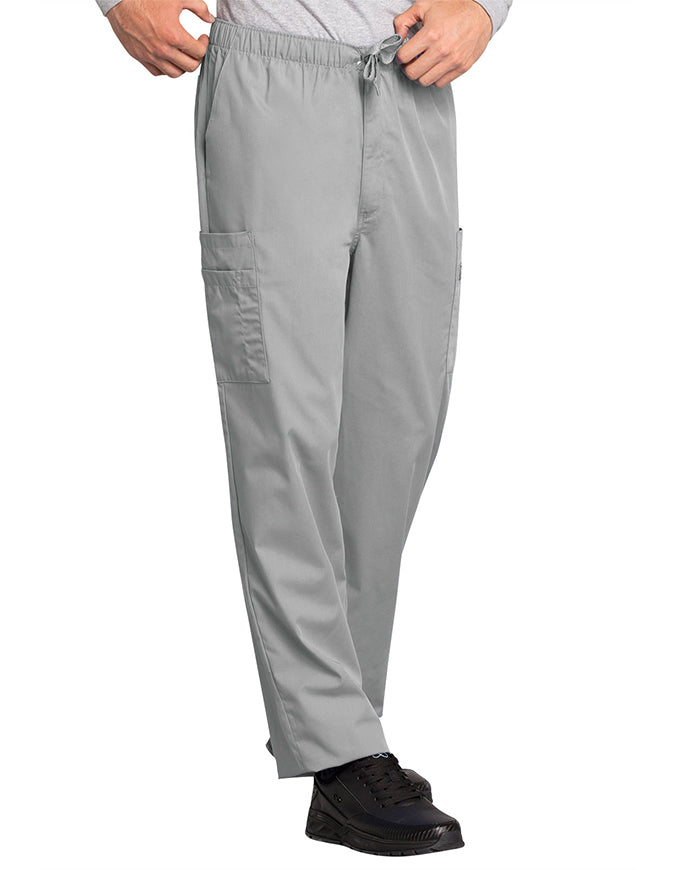 Cherokee Workwear Men's Drawstring Cargo Tall Scrub Pant Grey