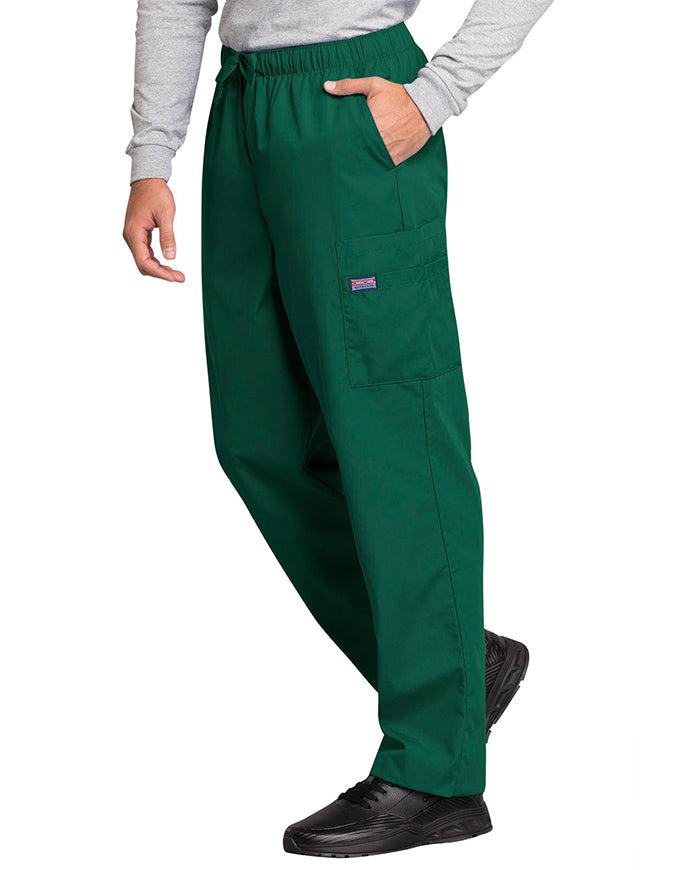 Cherokee Workwear Men's Drawstring Cargo Tall Scrub Pant Hunter Green