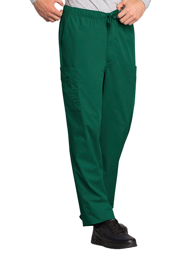 Cherokee Workwear Men's Drawstring Cargo Tall Scrub Pant Hunter Green