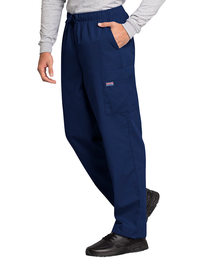 Cherokee Workwear Men's Drawstring Cargo Tall Scrub Pant Navy