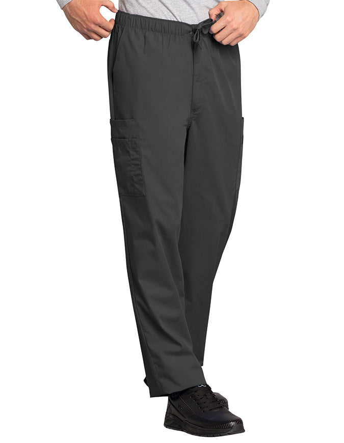 Cherokee Workwear Men's Drawstring Cargo Tall Scrub Pant Pewter