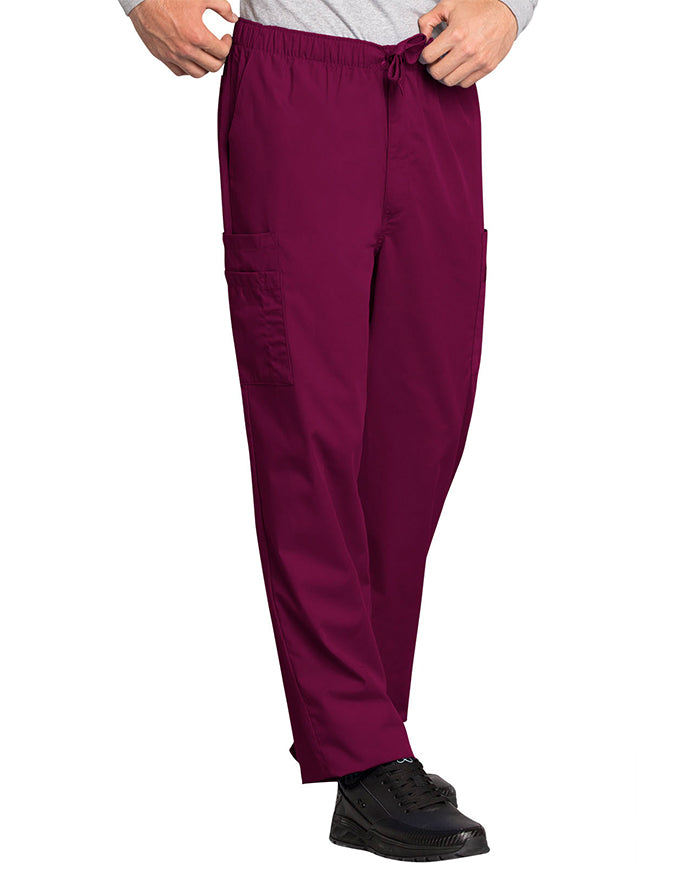 Cherokee Workwear Men's Drawstring Cargo Tall Scrub Pant wine