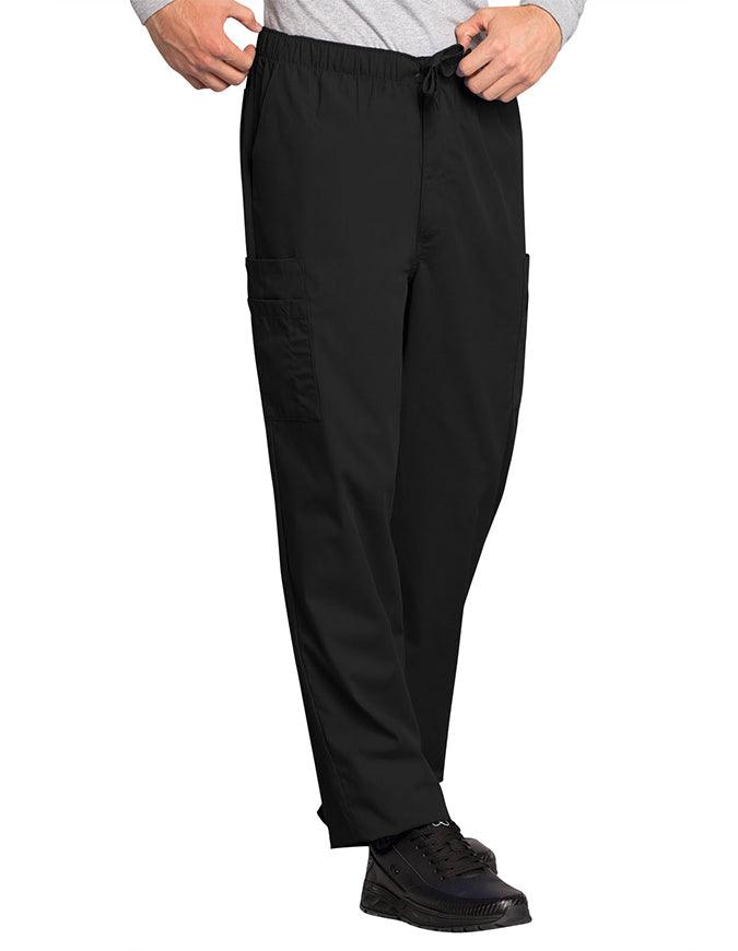 Cherokee Workwear Men's Drawstring Cargo Petite Scrub Pant - Black