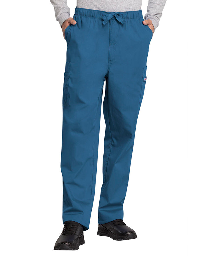 Cherokee Workwear Men's Drawstring Cargo Tall Scrub Pant Caribbean Blue