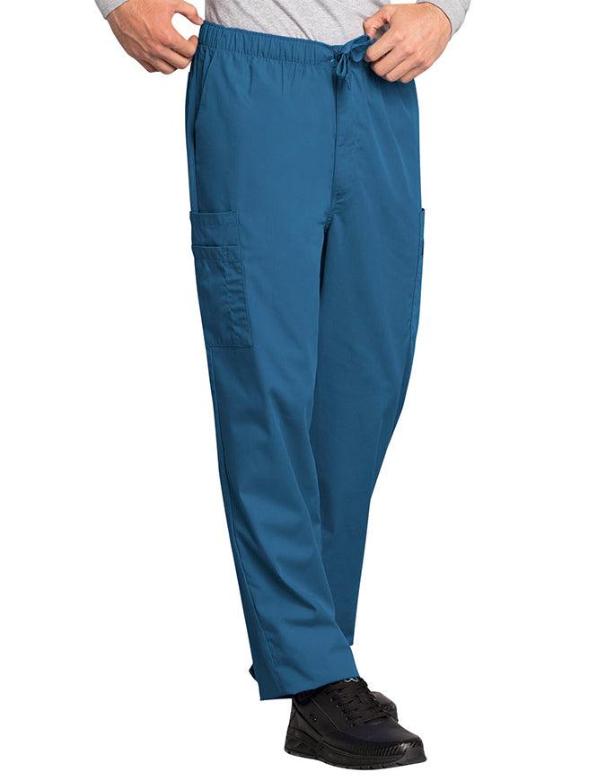 Cherokee Workwear Men's Drawstring Cargo Petite Scrub Pant - Caribbean Blue