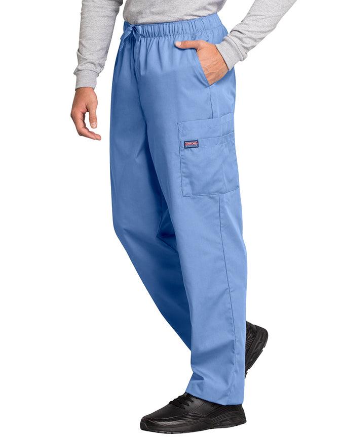 Cherokee Workwear Men's Drawstring Cargo Petite Scrub Pant - Ceil Blue