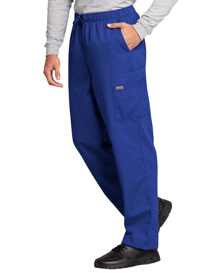 Cherokee Workwear Men's Drawstring Cargo Petite Scrub Pant - Royal