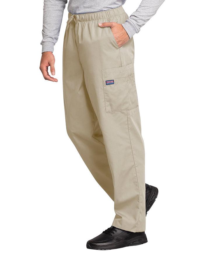 Cherokee Workwear Men's Drawstring Cargo Petite Scrub Pant - Khaki