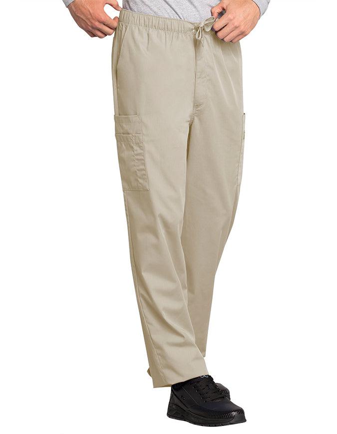 Cherokee Workwear Men's Drawstring Cargo Petite Scrub Pant - Khaki