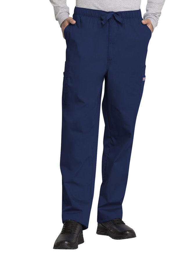 Cherokee Workwear Men's Drawstring Cargo Petite Scrub Pant - Navy