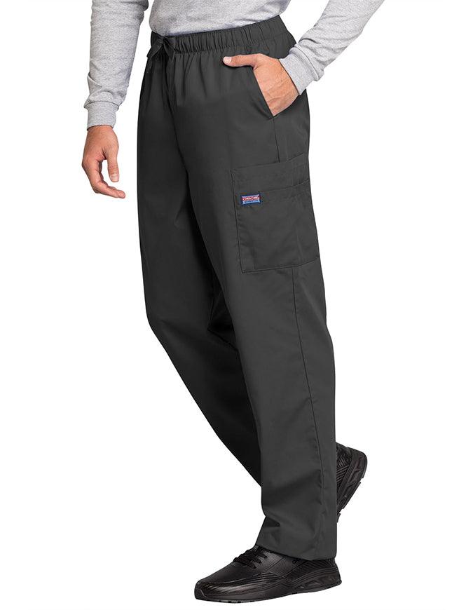 Cherokee Workwear Men's Drawstring Cargo Petite Scrub Pant - Pewter