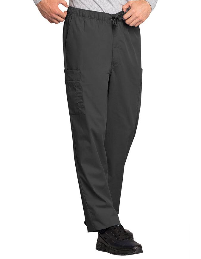 Cherokee Workwear Men's Drawstring Cargo Petite Scrub Pant - Pewter