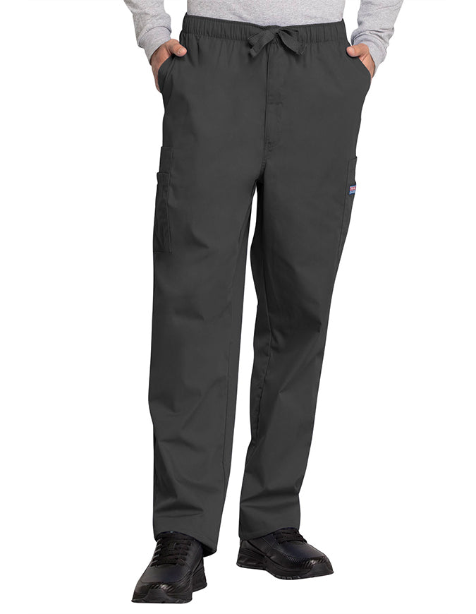 Cherokee Workwear Men's Drawstring Cargo Tall Scrub Pant Pewter