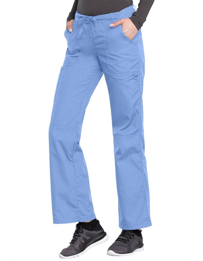 Cherokee Workwear Women Petite Drawstring Scrub Pants - Ciel Blue