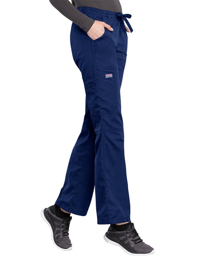 Cherokee Workwear Women Petite Drawstring Scrub Pants - Navy