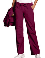 Cherokee Workwear Women Petite Drawstring Scrub Pants - Wine